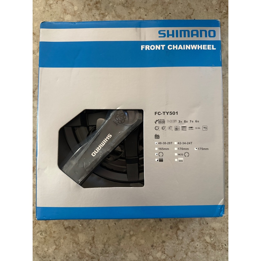 Shimano FC-TY501 Front Chainwheel Crankset 48-38-28T 175mm Black 6/7/8 Speed